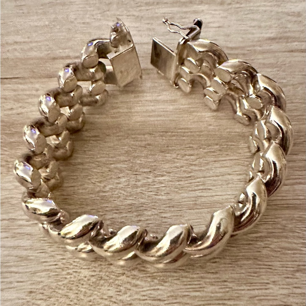 Sterling Silver Double Bold Chain Bracelet.
